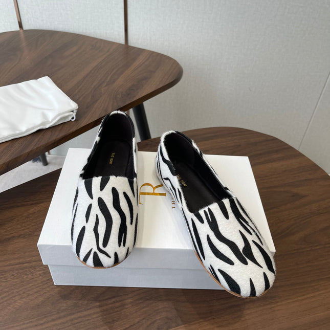 THE ROW 26S MARY JANES IN WHITE ZEBRA PRINT PONY HAIR