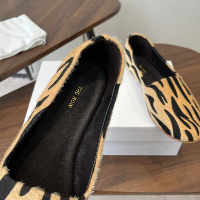 THE ROW 26S MARY JANES IN BEIGE ZEBRA PRINT PONY HAIR
