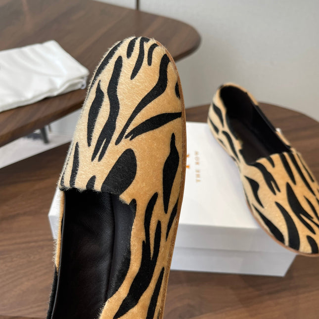 THE ROW 26S MARY JANES IN BEIGE ZEBRA PRINT PONY HAIR