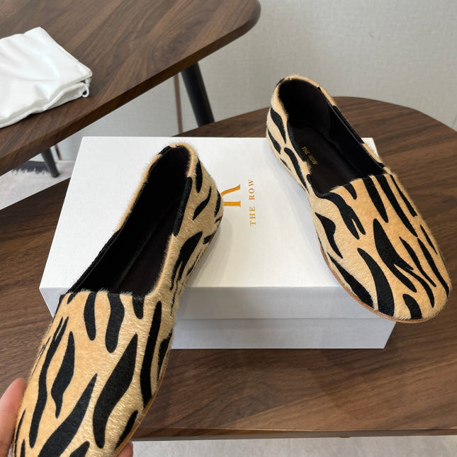 THE ROW 26S MARY JANES IN BEIGE ZEBRA PRINT PONY HAIR