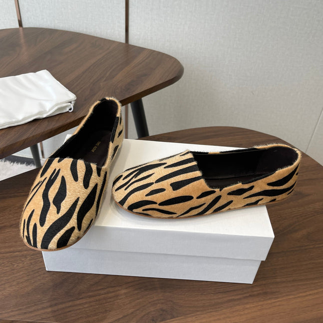 THE ROW 26S MARY JANES IN BEIGE ZEBRA PRINT PONY HAIR