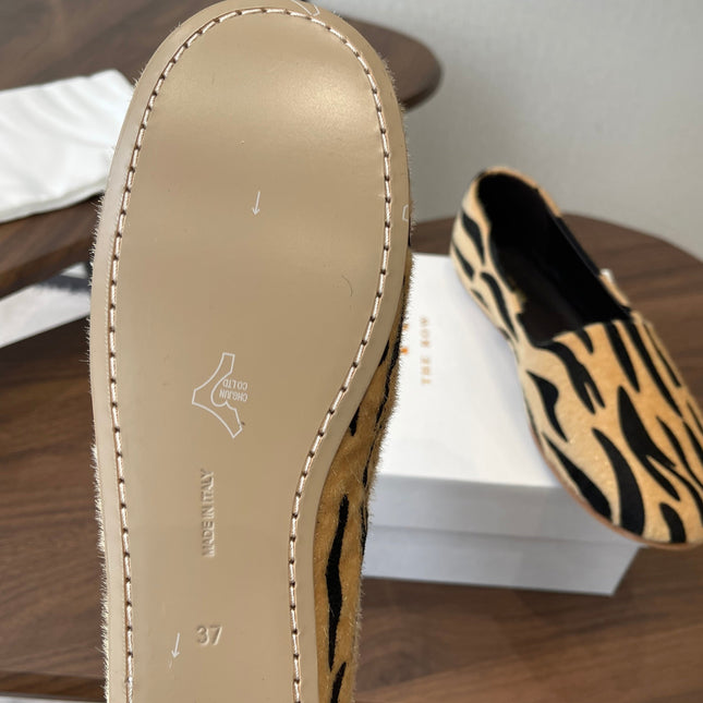 THE ROW 26S MARY JANES IN BEIGE ZEBRA PRINT PONY HAIR