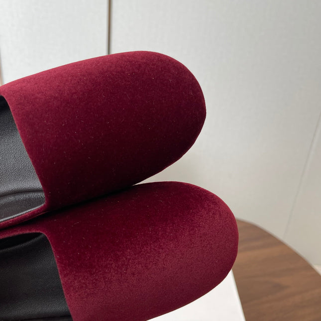 THE ROW 26S BALLET FLATS IN BURGUNDY RED VELVET