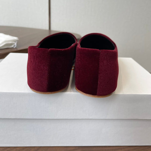 THE ROW 26S BALLET FLATS IN BURGUNDY RED VELVET