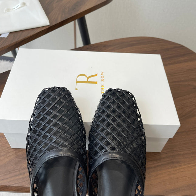 THE ROW 26S MULE SANDALS IN BLACK CALFSKIN