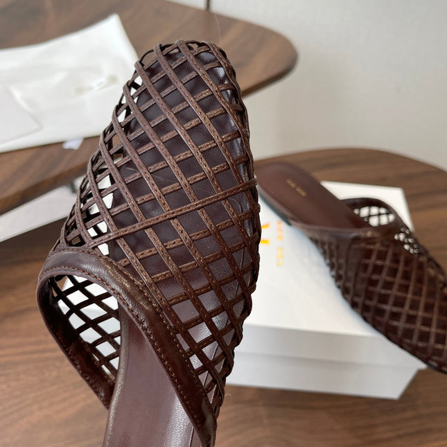 THE ROW 26S MULE SANDALS IN DARK BROWN CALFSKIN