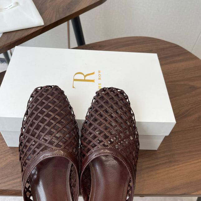 THE ROW 26S MULE SANDALS IN DARK BROWN CALFSKIN