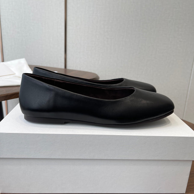 THE ROW 26S FLATS IN BLACK CALFSKIN