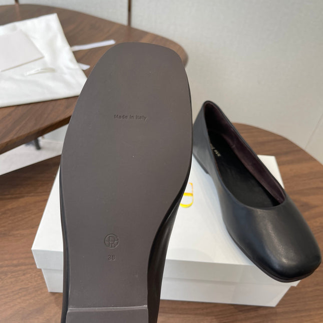 THE ROW 26S FLATS IN BLACK CALFSKIN