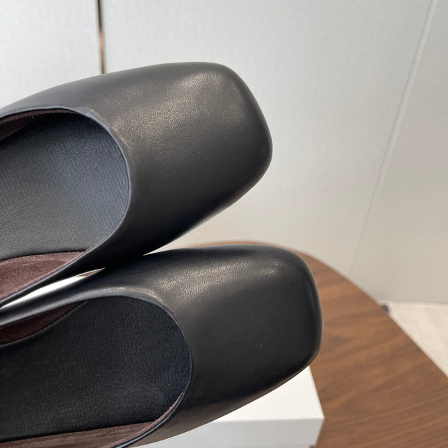 THE ROW 26S FLATS IN BLACK CALFSKIN
