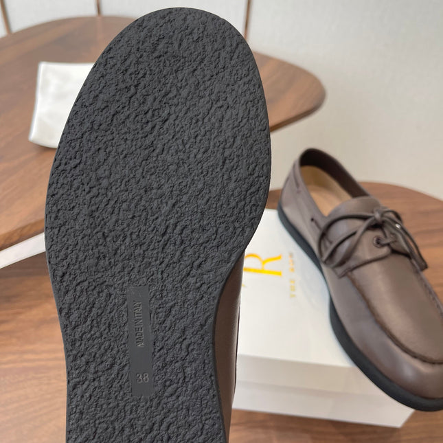 THE ROW 26S LOAFERS IN DARK BROWN CALFSKIN