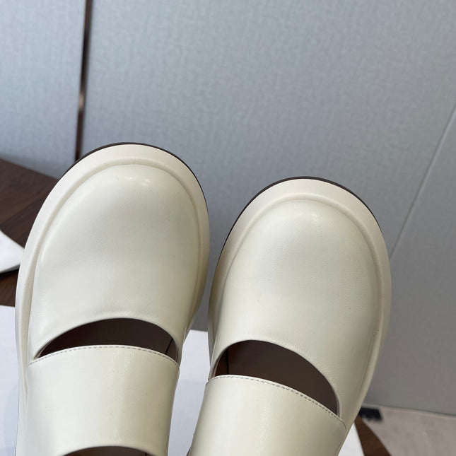 THE ROW 26S PLATFORM MARY JANE IN CREAM WHITE CALFSKIN