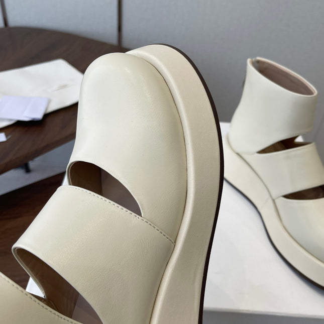 THE ROW 26S PLATFORM MARY JANE IN CREAM WHITE CALFSKIN