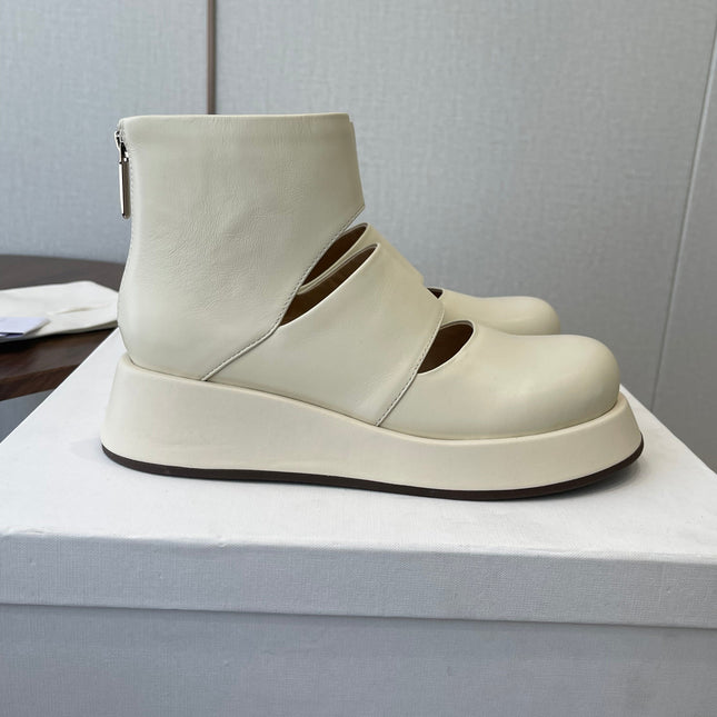 THE ROW 26S PLATFORM MARY JANE IN CREAM WHITE CALFSKIN
