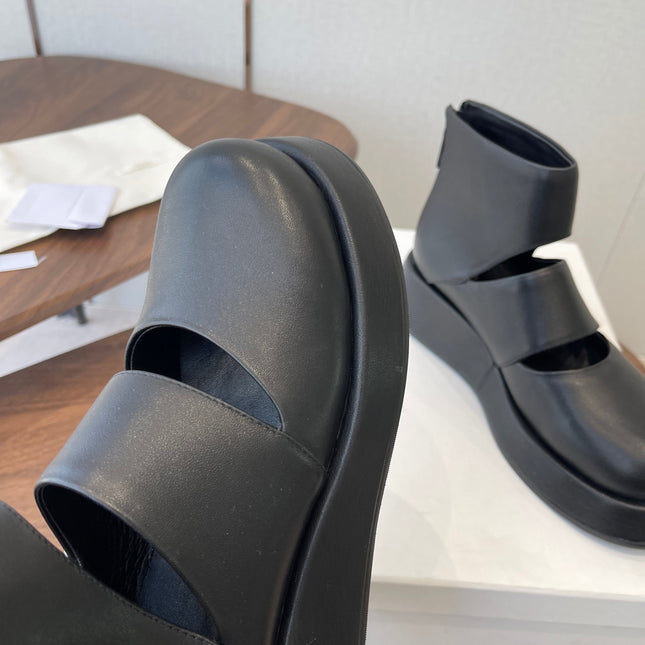 THE ROW 26S PLATFORM MARY JANE IN BLACK CALFSKIN