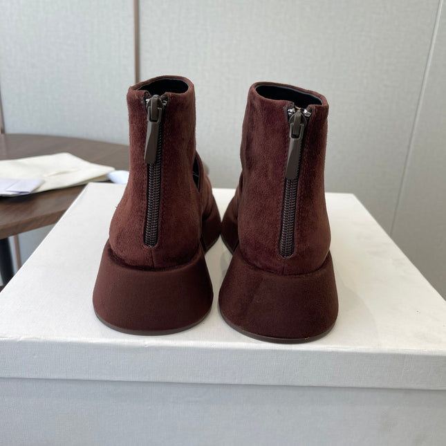 THE ROW 26S PLATFORM MARY JANE IN CHOCOLATE BROWN SUEDE