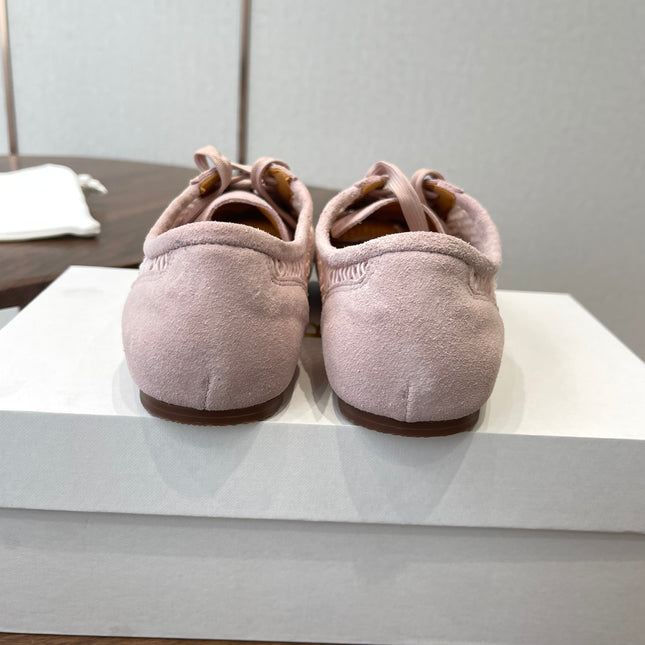 THE ROW 26S LACE UP SNEAKERS IN LIGHT PINK SUEDE