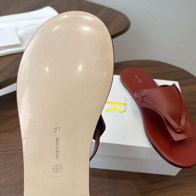 THE ROW 26S T STRAP THONG SANDALS IN RUST RED CALFSKIN