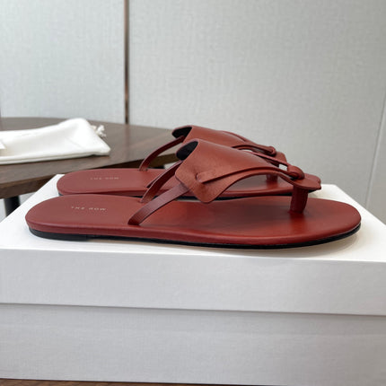 THE ROW 26S T STRAP THONG SANDALS IN RUST RED CALFSKIN