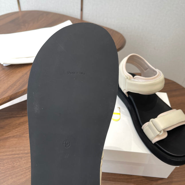 THE ROW 26S DOUBLE STRAP SANDALS IN IVORY WHITE CALFSKIN