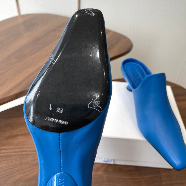 LOEWE 26S EMILY MULE 55MM IN BLUE CALFSKIN