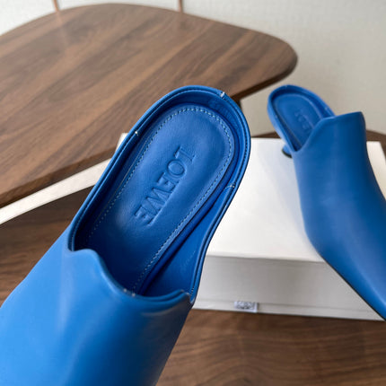 LOEWE 26S EMILY MULE 55MM IN BLUE CALFSKIN