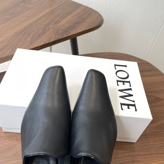 LOEWE 26S EMILY MULE 55MM IN BLACK CALFSKIN