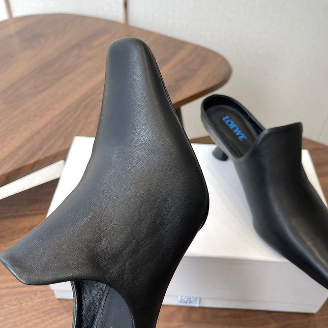 LOEWE 26S EMILY MULE 55MM IN BLACK CALFSKIN