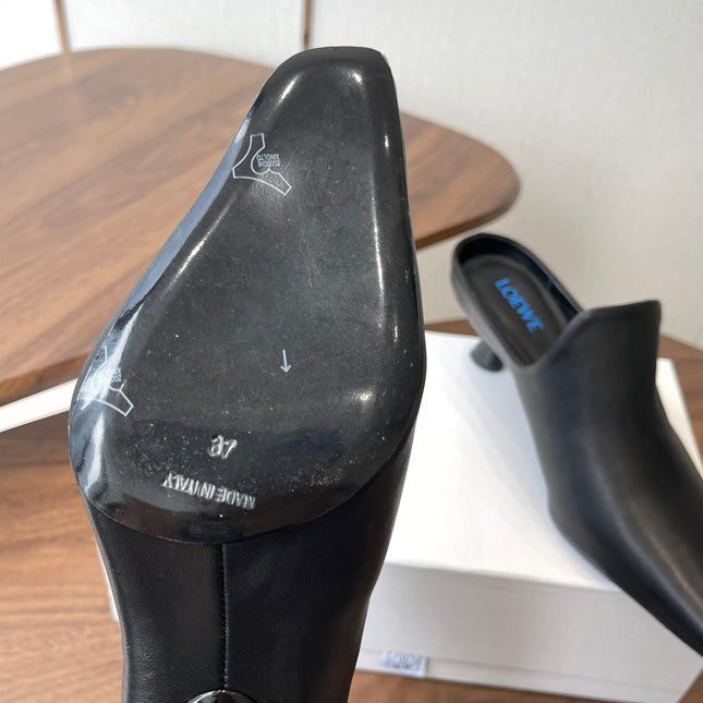 LOEWE 26S EMILY MULE 55MM IN BLACK CALFSKIN