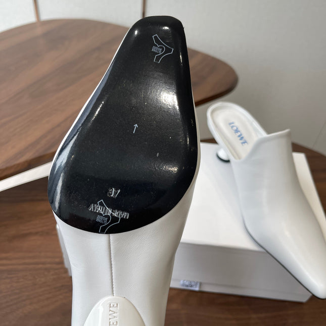 LOEWE 26S EMILY MULE 55MM IN WHITE CALFSKIN