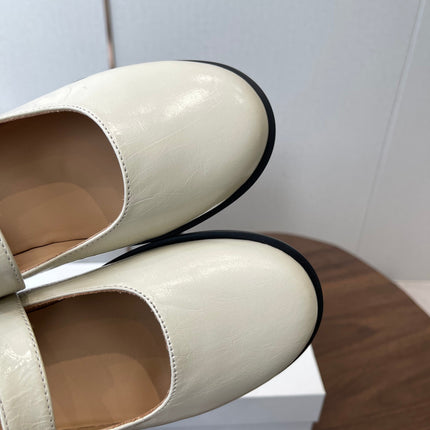 THE ROW 26S MARY JANE FLATS IN WHITE PATENT CALFSKIN