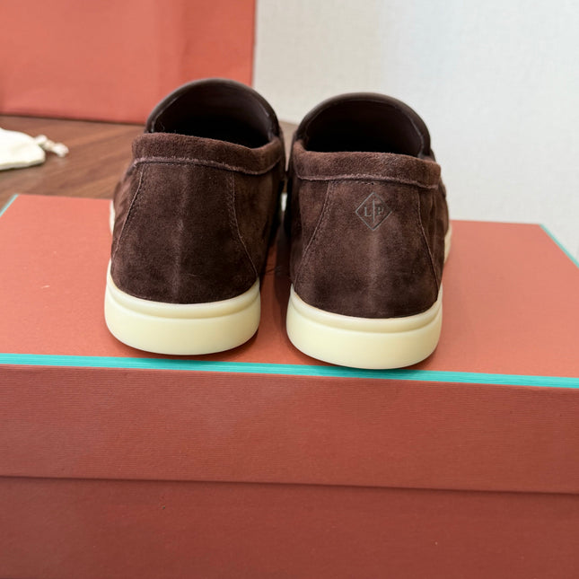LP 26S LOAFERS IN DARK BROWN SUEDE & FABRIC GOLD HARDWARE