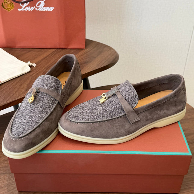 LP 26S LOAFERS IN BROWN SUEDE & FABRIC GOLD HARDWARE