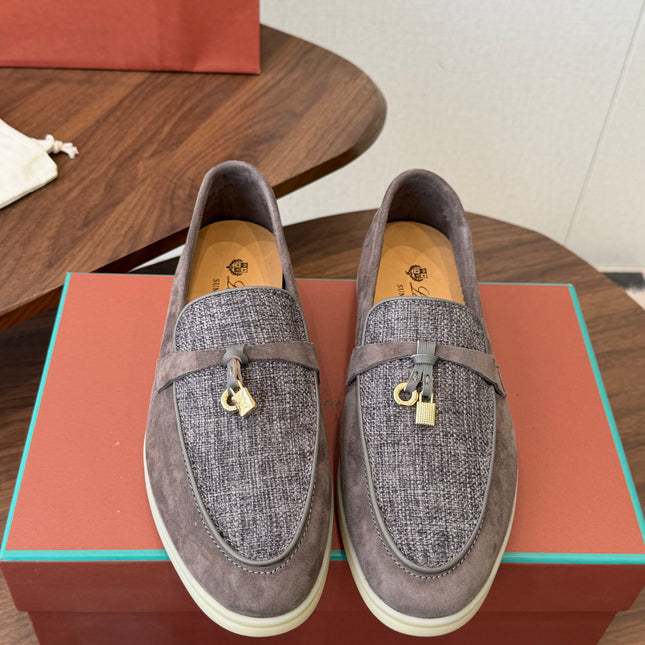 LP 26S LOAFERS IN BROWN SUEDE & FABRIC GOLD HARDWARE