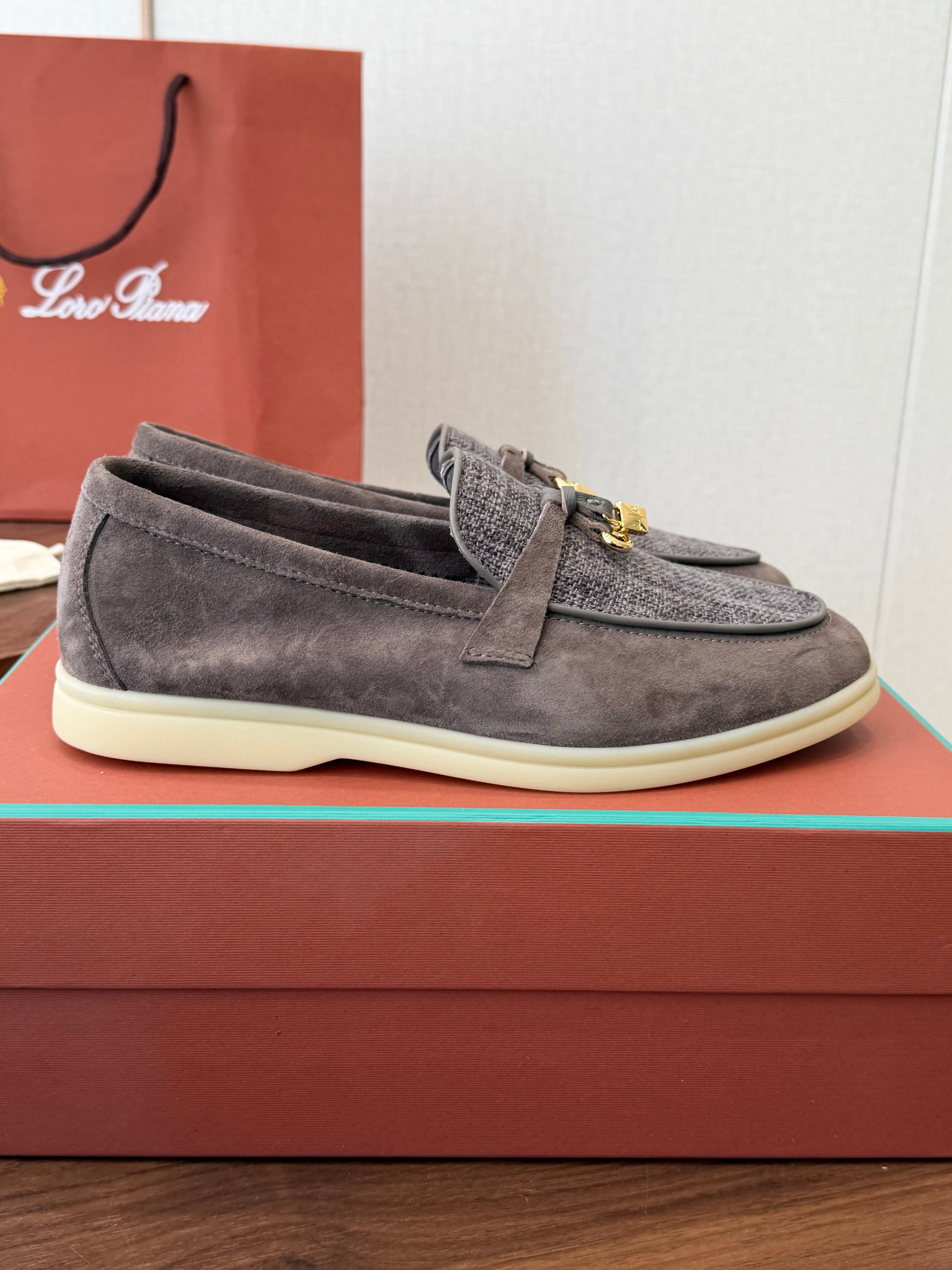 LP 26S LOAFERS IN BROWN SUEDE & FABRIC GOLD HARDWARE