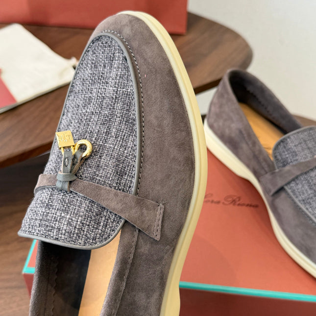 LP 26S LOAFERS IN BROWN SUEDE & FABRIC GOLD HARDWARE