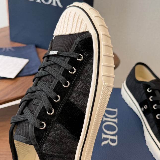 DIOR 26S LOW-TOP SNEAKERS 30MM IN BLACK DIOR OBLIQUE CANVAS