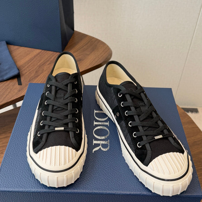 DIOR 26S LOW-TOP SNEAKERS 30MM IN BLACK DIOR OBLIQUE CANVAS