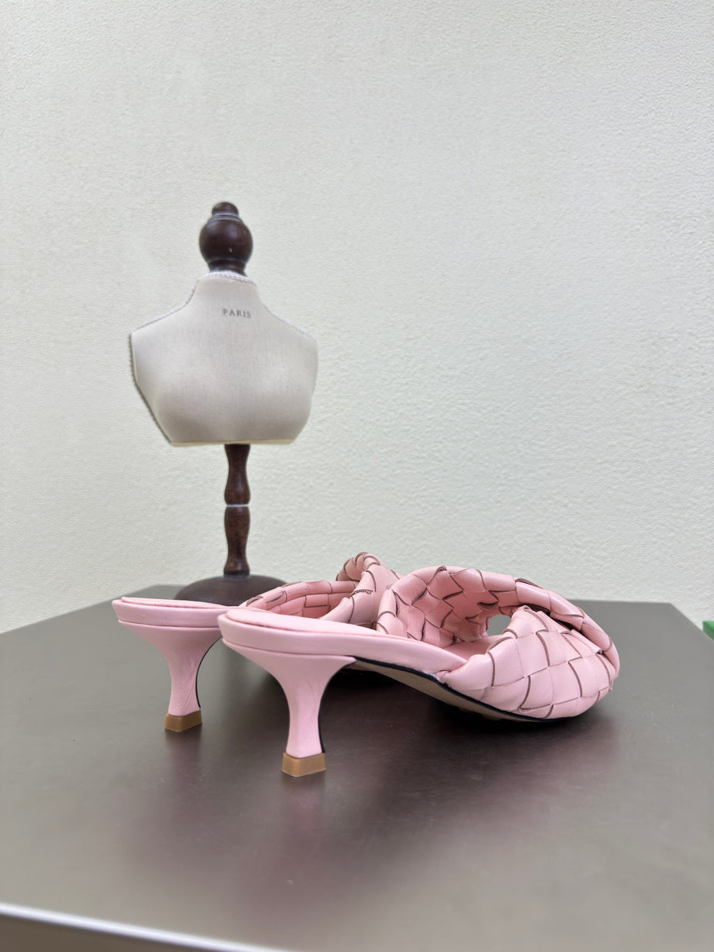 BLINK HIGH 5 CM MULE IN LIGHT PINK INTRECCIATO LEATHER