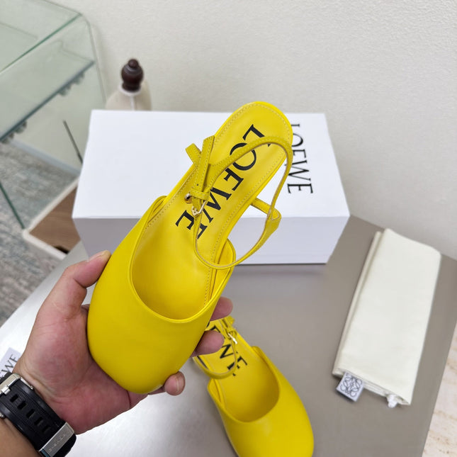 LOEWE 26S SLINGBACK FLAT PUMPS IN YELLOW CALFSKIN