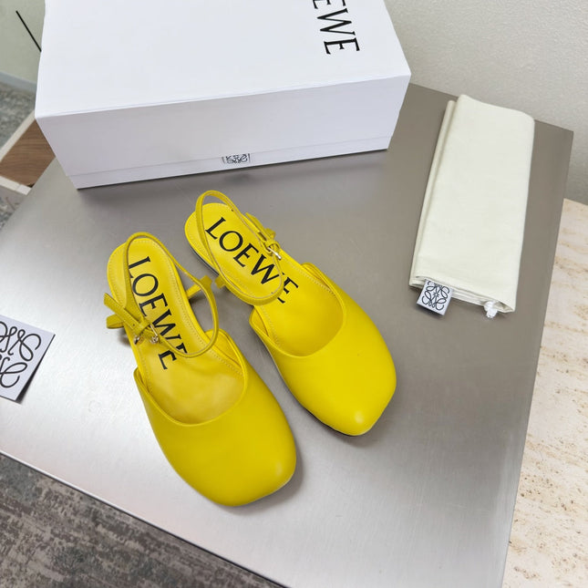LOEWE 26S SLINGBACK FLAT PUMPS IN YELLOW CALFSKIN