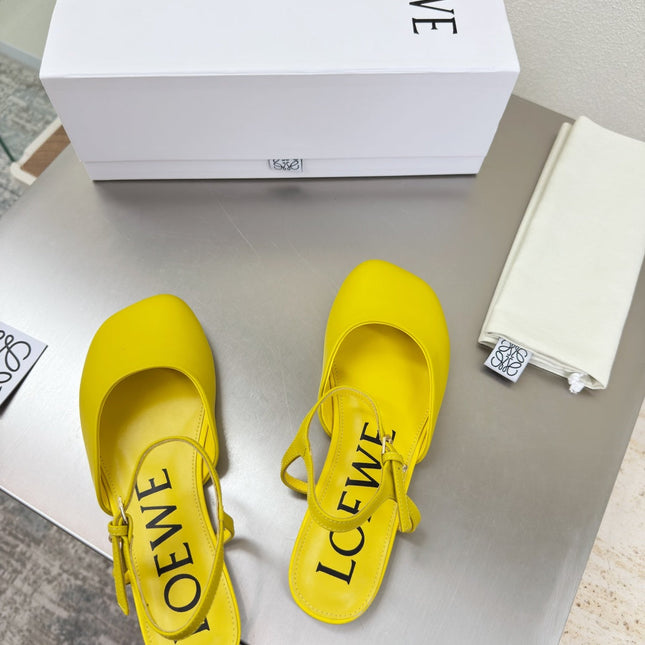 LOEWE 26S SLINGBACK FLAT PUMPS IN YELLOW CALFSKIN
