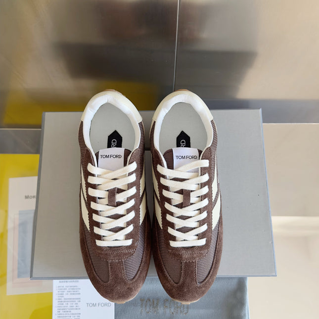 TOM FORD 26S SNEAKERS IN EARTH BROWN SUEDE
