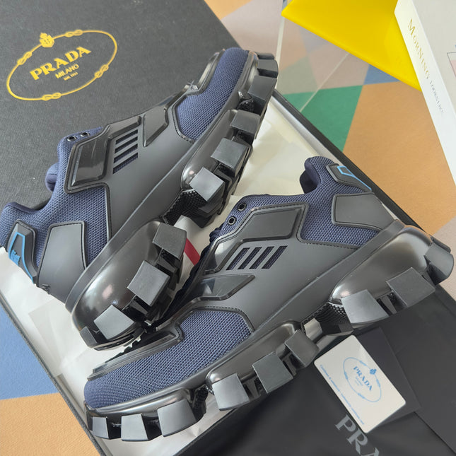 PRADA 26S CLOUDBUST THUNDER SNEAKERS 60MM IN NAVY BLUE MESH FABRIC AND TPU