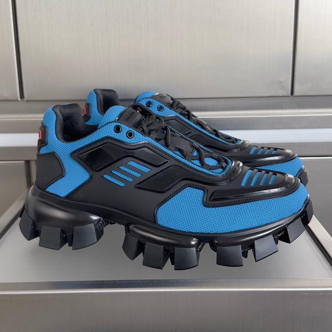 PRADA 26S CLOUDBUST THUNDER SNEAKERS 60MM IN BLUE MESH FABRIC AND TPU