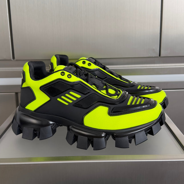 PRADA 26S CLOUDBUST THUNDER SNEAKERS 60MM IN LIME YELLOW MESH FABRIC AND TPU