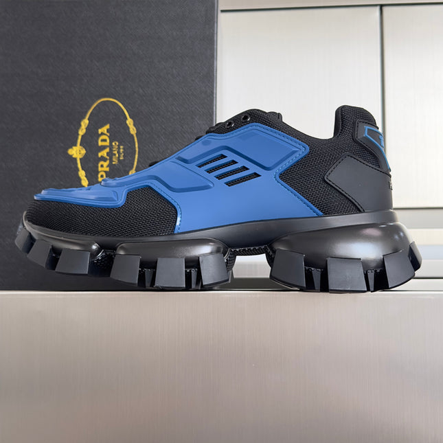 PRADA 26S CLOUDBUST THUNDER SNEAKERS 60MM IN DARK BLUE MESH FABRIC AND TPU