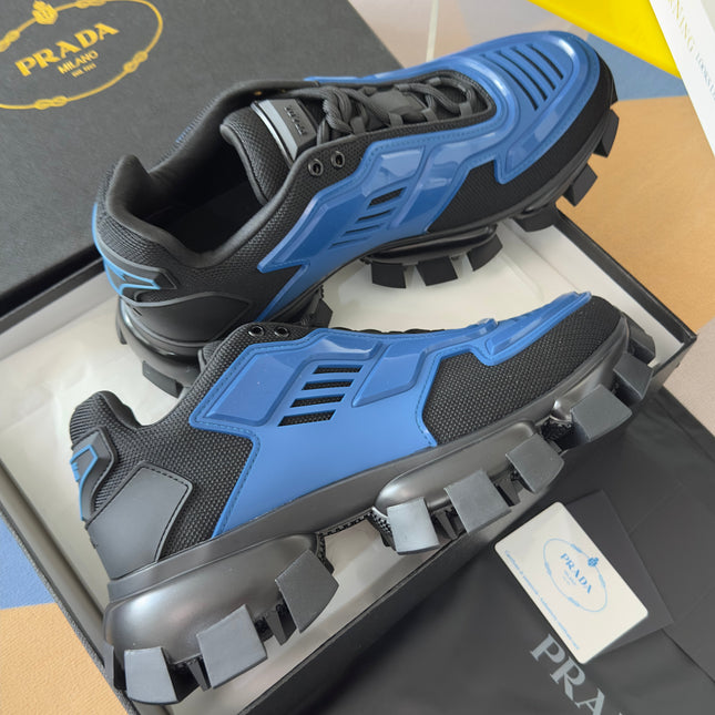 PRADA 26S CLOUDBUST THUNDER SNEAKERS 60MM IN DARK BLUE MESH FABRIC AND TPU