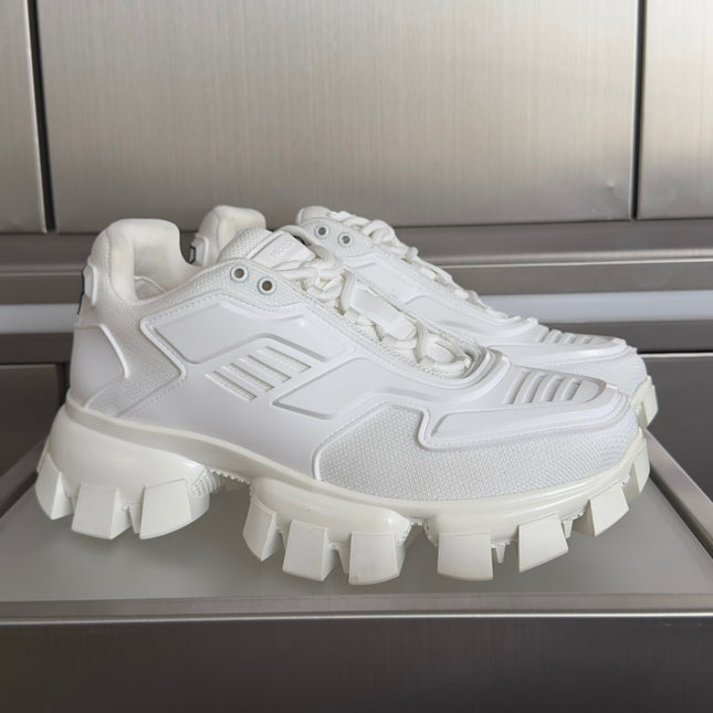 PRADA 26S CLOUDBUST THUNDER SNEAKERS 60MM IN WHITE MESH FABRIC AND TPU