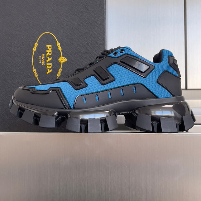 PRADA 26S CLOUDBUST THUNDER SNEAKERS 60MM IN BLUE MESH FABRIC